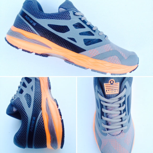 ADMIRAL Mens MuseX - Black Orange Grey - Lightweight running and training shoe