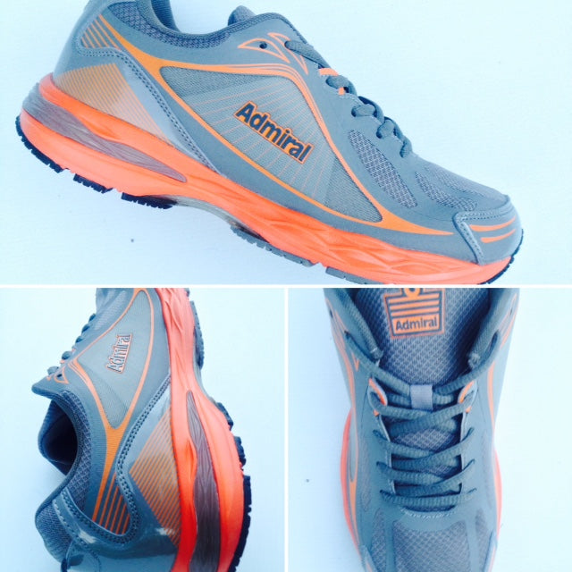 ADMIRAL Mens XPrimer - Grey Orange - Lightweight running and training shoe