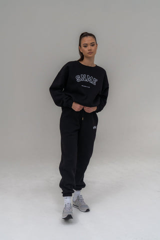 SIANMARIE Retro Crew Neck Sweat Oversized - Black | WOMENS | Sian Marie