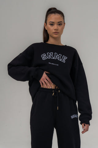 SIANMARIE Retro Crew Neck Sweat Oversized - Black | WOMENS | Sian Marie