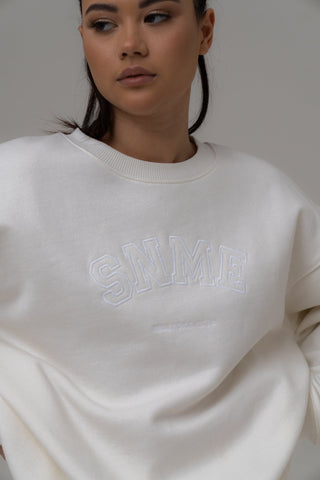 SIANMARIE Retro Crew Neck Sweat Oversized - Nude | WOMENS | Sian Marie