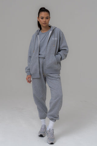 SIANMARIE Oversized Grey Slogan Zip Hoodie - Grey | WOMENS | Sian Marie