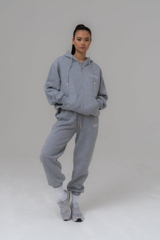 SIANMARIE Oversized Grey Slogan Zip Hoodie - Grey | WOMENS | Sian Marie