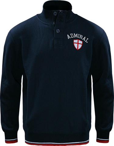 ADMIRAL 100 Year British Quarter button Fleece - Navy | MENS | Admiral