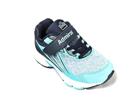 ADMIRAL Kids Aerobreeze Onyx Velcro / Stretch Lace - Lightweight running and training shoe -Light Blue / Navy | KIDS | Admiral