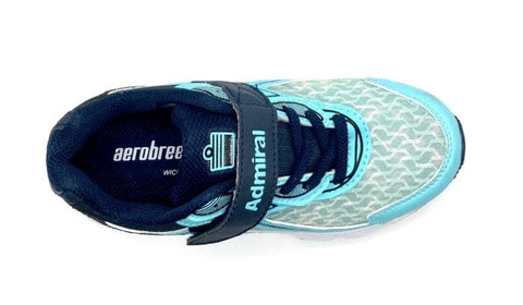 ADMIRAL Kids Aerobreeze Onyx Velcro / Stretch Lace - Lightweight running and training shoe -Light Blue / Navy | KIDS | Admiral