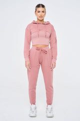 SIANMARIE Acid Wash Crop Hoodie - Misty Rose | WOMENS | Sian Marie