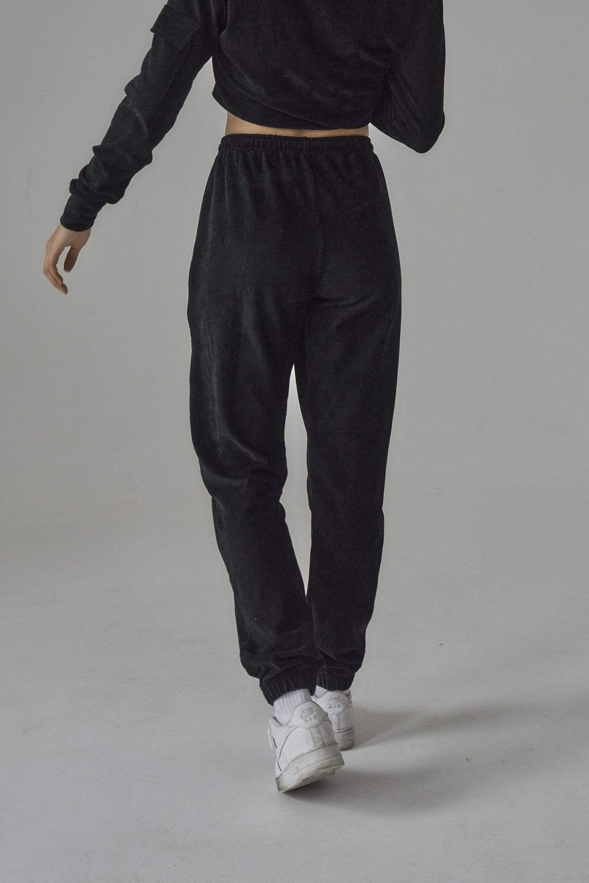 SIANMARIE Brushed Black Joggers - Track Pant