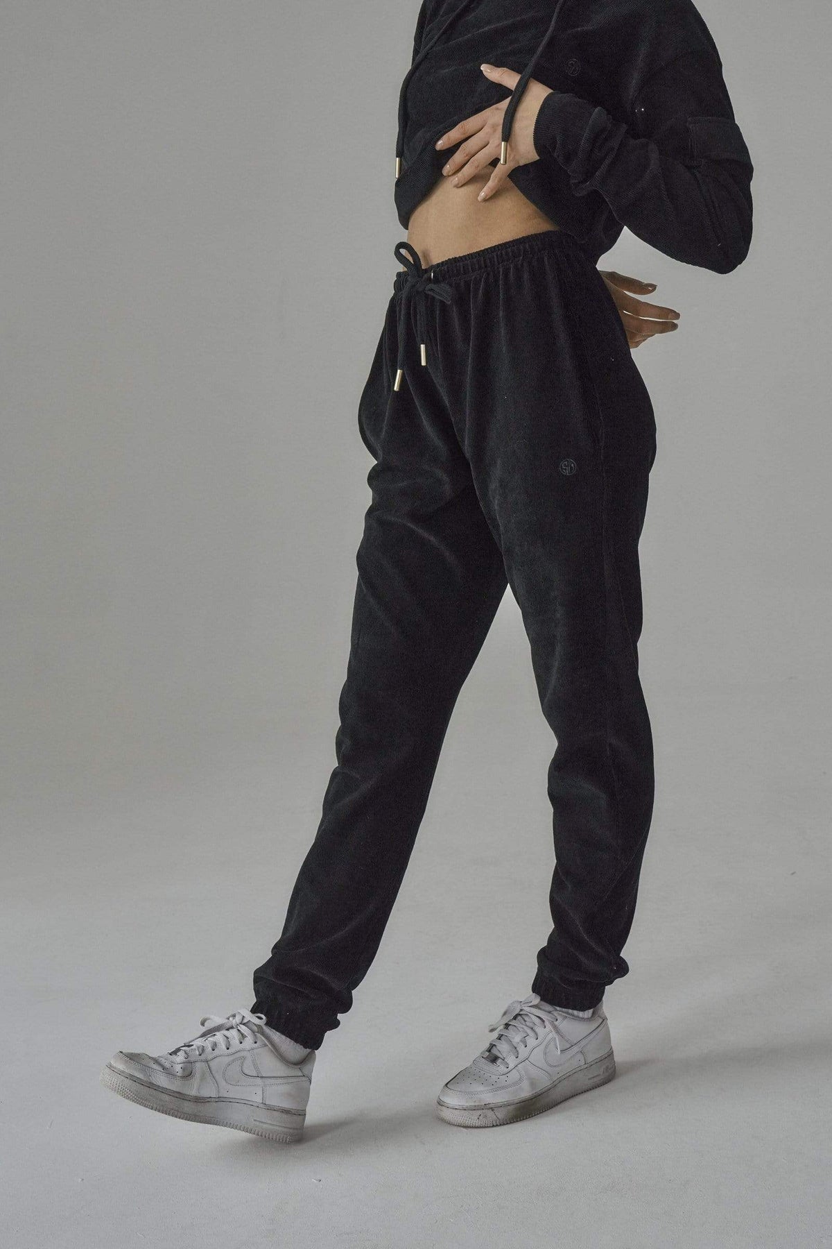 SIANMARIE Brushed Black Joggers - Track Pant