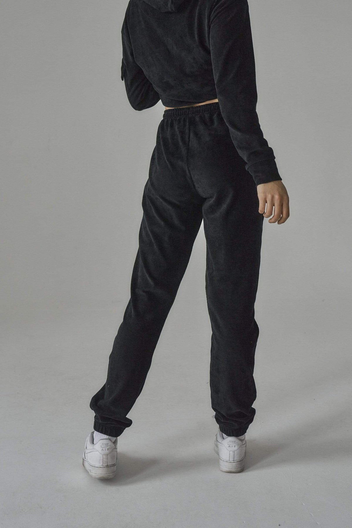SIANMARIE Brushed Black Joggers - Track Pant