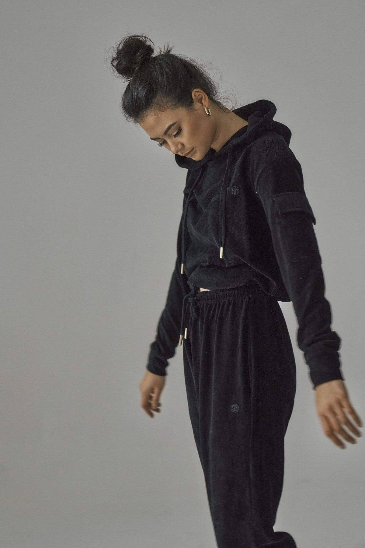 SIANMARIE Brushed Black Joggers - Track Pant