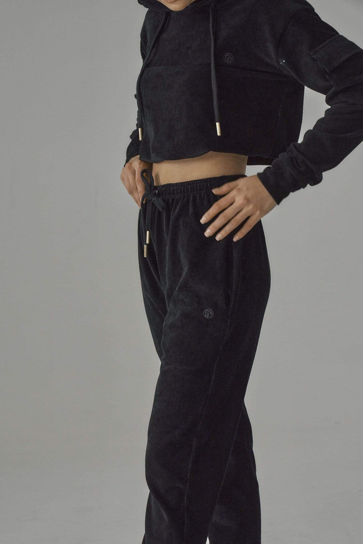 SIANMARIE Brushed Black Joggers - Track Pant