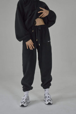 SIANMARIE Fleece Black Baggy Joggers - Track Pant | WOMENS | Sian Marie