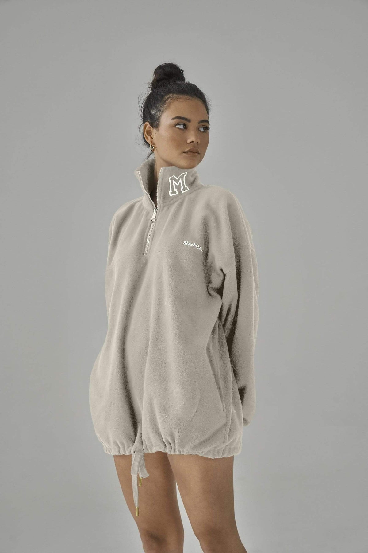 SIANMARIE Quarter Zip Nude Fleece